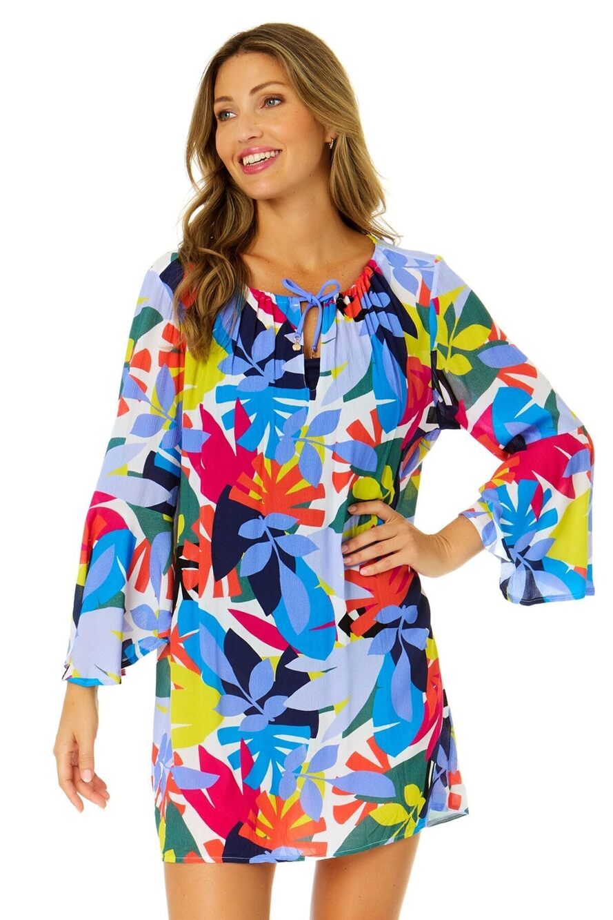 Anne Cole Women's Multicolor Tropic Tunic Swimsuit Cover Up M NWT